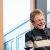 Lynn Blue speaking at the Lynn M. Blue Connection Naming Ceremony